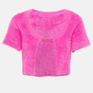 Jacquemus La Maille Neve cropped cardigan HOT PINK size FR 38, US 6